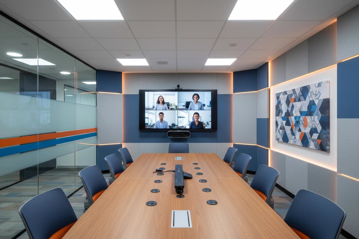 Video conferencing room installation with displays cameras audio and network wiring in Cleveland Ohio